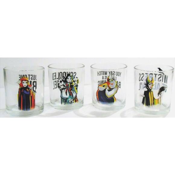 Disney Set (4) VILLAINS ROCKS GLASSES 10oz Cruella Maleficent Evil Queen Ursula! - Picture 5 of 7